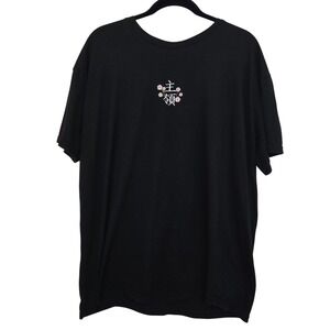 East X West Mens 2XL T Shirt Black Japanese Cherry Blossom‎ Castle Graphic Tee